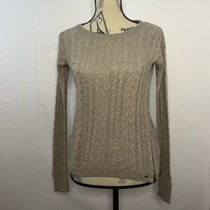 American Eagle Y2K Beige Cable Knit Sweater